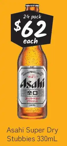 Cellarbrations Asahi Super Dry Stubbies 330mL offer
