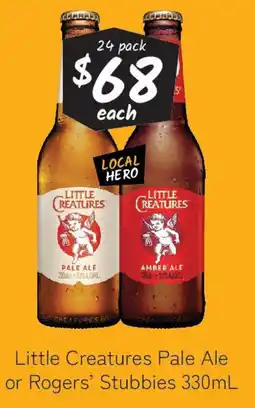 Cellarbrations Little Creatures Pale Ale or Rogers' Stubbies offer
