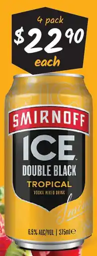Cellarbrations Smirnoff Ice Double Black Tropical 6.5% Cans offer