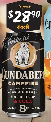 Cellarbrations Bundaberg Campfire Rum & Cola 8% Cans offer