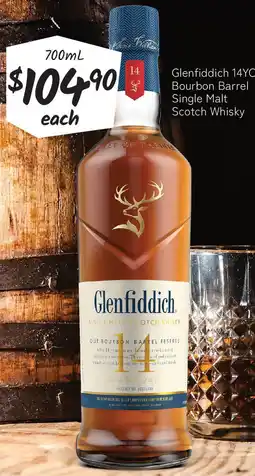 Cellarbrations Glenfiddich 14YO Bourbon Barrel Single Malt Scotch Whisky offer