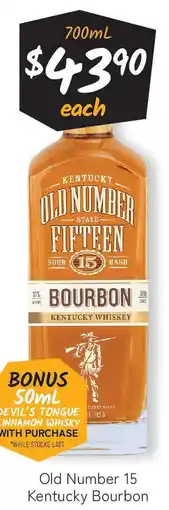 Cellarbrations Old Number 15 Kentucky Bourbon offer