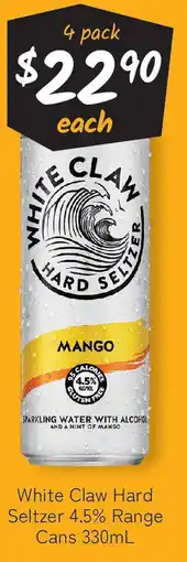 Cellarbrations White Claw Hard Seltzer 4.5% Range Cans offer