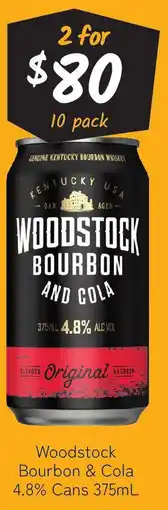 Cellarbrations Woodstock Bourbon & Cola 4.8% Cans offer