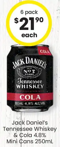 The Bottle O Jack Daniel's Tennessee Whiskey & Cola 4.8% Mini Cans offer