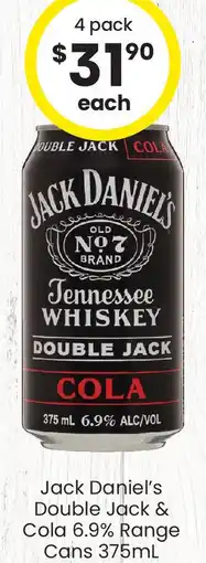 The Bottle O Jack Daniel's Double Jack & Cola 6.9% Range Cans offer