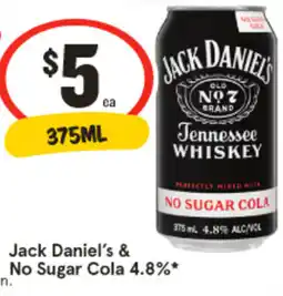 IGA Liquor Jack Daniel's & No Sugar Cola 4.8% offer