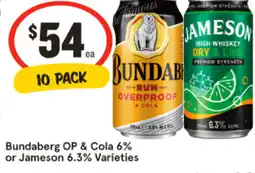 IGA Liquor Bundaberg OP & Cola 6% or Jameson 6.3% Varieties offer