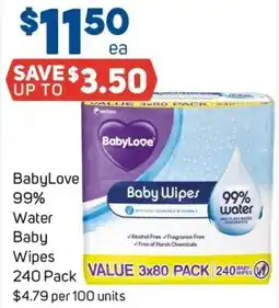 Foodland BabyLove 99% Wateer Baby Wipes offer