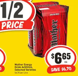 IGA Mother Energy Drink Selected Varieties offer