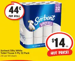 IGA Sorbent Silky White Toilet Tissue 3 Ply offer