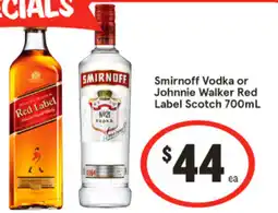 IGA Smirnoff Vodka or Johnnie Walker Red Label Scotch offer