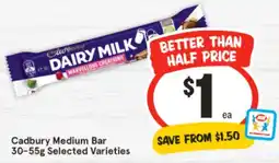 IGA Cadbury Medium Bar Selected Varieties offer
