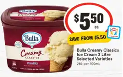 IGA Bulla Creamy Classics Ice Cream Selected Varieties offer