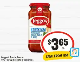 IGA Leggo's Pasta Sauce Selected Varieties offer