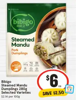 IGA Bibigo Steamed Mandu Dumplings Selected Varieties offer