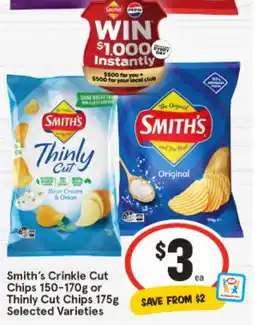 IGA Smith's Crinkle Cut Chips or Thinly Cut Chips Selected Varieties offer
