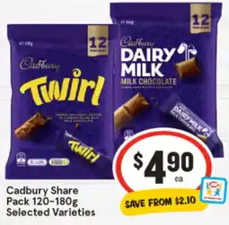 IGA Cadbury Share Pack Selected Varieties offer