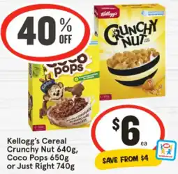 IGA Kellogg's Cereal Crunchy Nut , Coco Pops or Just Right offer