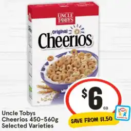 IGA Uncle Tobys Cheerios Selected Varieties offer