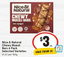 IGA Nice & Natural Chewy Muesli Bars Selected Varieties offer