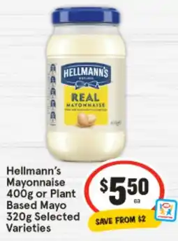 IGA Hellmann's Mayonnaise or Plant Based Mayo Selected Varieties offer