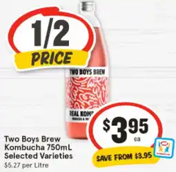 IGA Two Boys Brew Kombucha Selected Varieties offer
