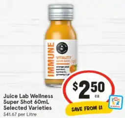 IGA Juice Lab Wellness Super Shot Selected Varieties offer