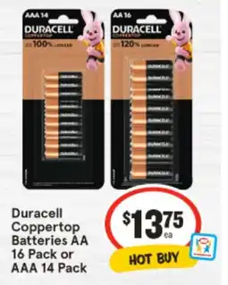 IGA Duracell Coppertop Batteries AA or AAA offer