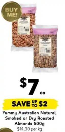 Drakes Yummy Australian Natural, Smoked or Dry Roasted Almonds offer
