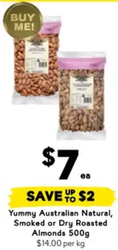 Drakes Yummy Australian Natural, Smoked or Dry Roasted Almonds offer