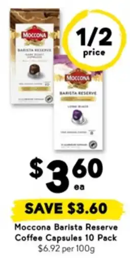 Drakes Moccona Barista Reserve Coffee Capsules offer