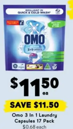Drakes Omo 3 In 1 Laundry Capsules offer