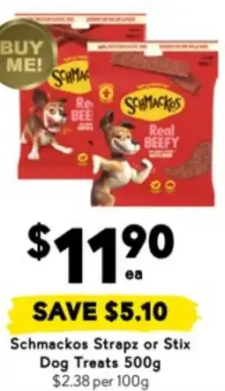 Drakes Schmackos Strapz or Stix Dog Treats offer