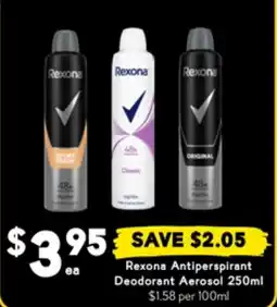 Drakes Rexona Antiperspirant Deodorant Aerosol offer