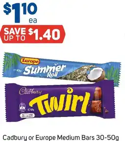 Foodland Cadbury or Europe Medium Bars offer