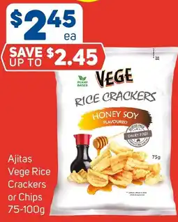 Foodland Ajitas Vege Rice Crackers or Chips offer