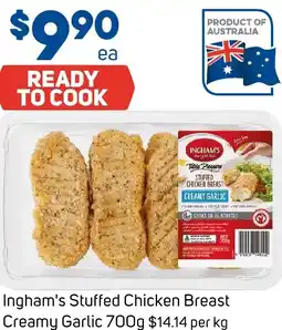Foodland Ingham's Stuffed Chicken Breast Creamy Garlic offer