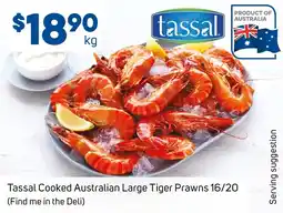 Foodland Tassal Cooked Australian Large Tiger Prawns 16/20 offer