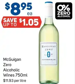 Foodland McGuigan Zero Alcoholic Wines offer