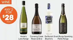 Foodland Annie's Lane Range, Currency Creek Reserve Brut, De Bortoli Blue Gris, Grant Burge Sparkling Petite Range offer