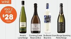 Foodland Annie's Lane Range, Currency Creek Reserve Brut, De Bortoli Blue Gris, Grant Burge Sparkling Petite Range offer