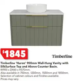 Harvey Norman Timberline 'Huron' 900mm Wall-Hung Vanity with SilkSurface Top and Above Counter Basin. offer