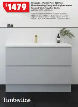 Harvey Norman Timberline 'Austin Plus' 1200mm Floor-Standing Vanity with Alpha Ceramic Top and Undercounter Basin. offer