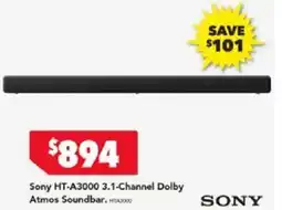 Harvey Norman Sony HT-A3000 3.1-Channel Dolby Atmos Soundbar offer