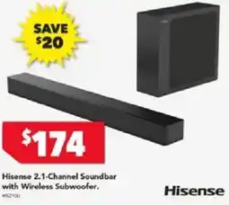 Harvey Norman Hisense 2.1-Channel Soundbar with Wireless Subwoofer offer