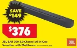 Harvey Norman JBL BAR 300 5.0-Channel All-in-One Soundbar with Multibeam offer