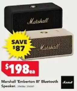 Harvey Norman Marshall 'Emberton III' Bluetooth that Speaker offer