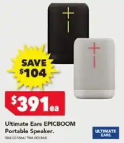 Harvey Norman Ultimate Ears EPICBOOM Portable Speaker offer