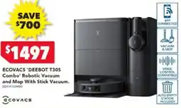 Harvey Norman ECOVACS 'DEEBOT T30S Combo' Robotic Vacuum and Mop With Stick Vacuum offer
